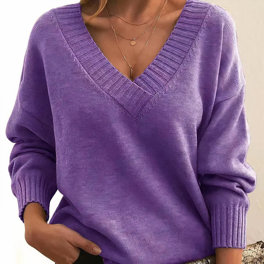 Women's Sweaters V-Neckline Long Sleeve Cashmere Blend Knit