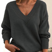 Women's Sweaters V-Neckline Long Sleeve Cashmere Blend Knit