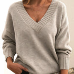 Load image into Gallery viewer, Women's Sweaters V-Neckline Long Sleeve Cashmere Blend Knit
