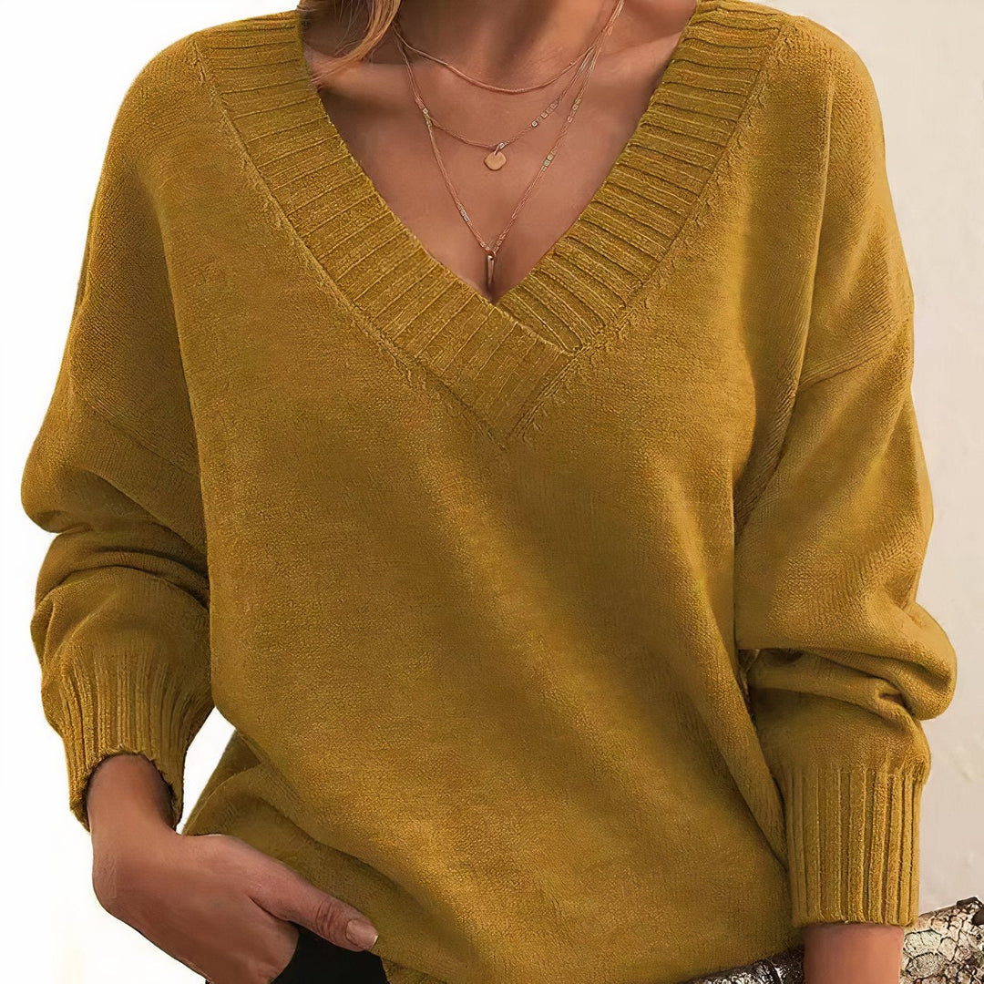 Women's Sweaters V-Neckline Long Sleeve Cashmere Blend Knit