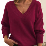 Load image into Gallery viewer, Women's Sweaters V-Neckline Long Sleeve Cashmere Blend Knit
