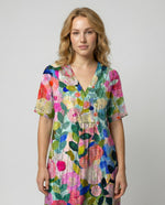 Load image into Gallery viewer, Women's Floral Midi Dress V Neck Short Sleeve Relaxed Casual Style
