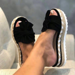 Load image into Gallery viewer, Women's Platform Sandals Bow Strap Slip On Open Toe Style
