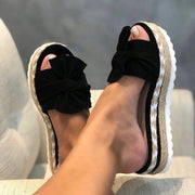 Women's Platform Sandals Bow Strap Slip On Open Toe Style