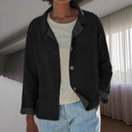 Load image into Gallery viewer, Women's Linen Blouses Collar Button Front Long Sleeve Loose Fit Casual Jacket Style
