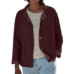 Load image into Gallery viewer, Women's Linen Blouses Collar Button Front Long Sleeve Loose Fit Casual Jacket Style
