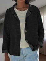 Load image into Gallery viewer, Women's Linen Blouses Collar Button Front Long Sleeve Loose Fit Casual Jacket Style

